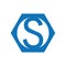 S logo with a blue octagon frame shape