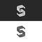 S logo monogram mockup, isometric geometric shape linked letters SSS emblem wedding card initial, black and white thin line offset
