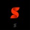 S logo. S monogram. S abstract volume letter. Orange letter on a dark circle.