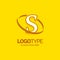 S Logo Template. Yellow Background Circle Brand Name template Pl