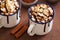 S`mores hot chocolate mini marshmallows cinnamon winter drink