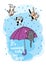 It\'s raining cats and dogs autumn card.