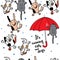 It\'s raining cats and dogs autumn card.