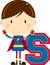 S is for Superhero Educational Illustration