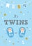 It`s twins. Baby birth announcement card vector design