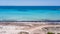 Sa Rapita, Mallorca Spain. Aerial landscape of the beach and turquoise sea