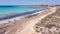 Sa Rapita, Mallorca Spain. Aerial landscape of the beach and turquoise sea