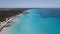 Sa Rapita, Mallorca Spain. Amazing drone aerial landscape of the charming Es Rapita beach and turquoise sea