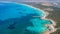 Sa Rapita, Mallorca Spain. Amazing drone aerial landscape of the charming Es Rapita and Es trenc beaches and turquoise sea