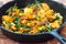 Saag Aloo, Indian style spinach and potatoes in cast iron pan