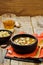 Saag Paneerin a bowl on a wood background