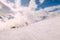 Saalbach, Austria ski slope and snow peaks panorama