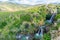 Saar waterfall and the Nimrod fortress, in the Golan Heights