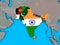 SAARC memeber states with flags on 3D map