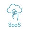 SaaS line icon. Software as a Service symbol. Cloud with index finger sign.