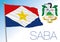 Saba official national flag and coat of arms, antilles