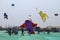 SABARMATI RIVERFRONT, AHMEDABAD, GUJARAT, INDIA, 13 January 2018. Various kites competing at the International Kite Festival