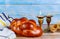 Sabbath serenity jewish holiday marked by homemade challah bread, kosher wine, a candles