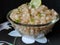 Sabudana khichadi dish. Sabudana khichadi in a bowl. Indian receipe Sabudana khichadi. Sago receipe close up view.