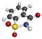 Saccharin artificial sweetener molecule. Atoms are represented as spheres with conventional color coding: hydrogen (white), carbon