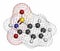 Saccharin artificial sweetener molecule (sugar substitute). Atoms are represented as spheres with conventional color coding: