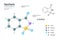 Saccharin. Artificial sweetener, sugar. Structural Chemical Formula and Molecule 3d Model. C7H5NO3S. Atoms with Color Coding