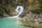 The Sachensee waterfall falling in the Obernach Canal