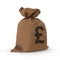 A sack bag of Pounds on white. 3D illustration