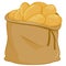 Sack full of raw potatoes. Vector illustration.