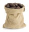Sack with heating briquettes