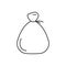 Sack icon. A simple line drawing of a bag for storing money, cereals, sugar and more. Isolated vector on pure white