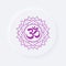 Sacral chakra of sahasrara sign. Icon with white neumorphic soft rounded circle button. EPS 10 vector illustration