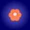 Sacral chakra Svadhisthana in Orange color on dark blue space background. Isoteric flat icon. Geometric pattern. Vector