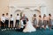 SACRAMENTO, USA - MAY 12 th 2018: Bride and groom pray and receive blessings in the church building