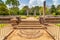 Sacred City of Anuradhapura, moonstone and stairs at the Abhayagiri Monastery, Sri Lanka, Asia