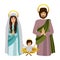 Sacred family with baby jesus kneel