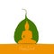 Sacred fig or Pipal tree leaf Buddha Purnima or Vesak day vector illustration