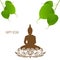 Sacred fig or Pipal tree leaf Buddha Purnima or Vesak day vector illustration