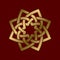 Sacred geometric symbol of eight flower petals plexus. Golden mandala logo