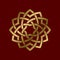 Sacred geometric symbol of twelve flower petals plexus. Golden mandala logo
