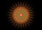 Sacred Geometry Mandala, Sun flower gold meditative circle icon, geometric radiant logo design, mystical religious wheel, Indian
