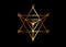 Sacred geometry. Merkaba gold line geometric triangle shape. esoteric or spiritual symbol. isolated on black background. Golden