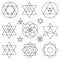 Sacred geometry symbols elements.Black outline