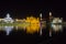 The sacred Golden Temple in the middle of the sacred lake at night time