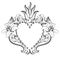 Sacred heart of Jesus. Beautiful ornamental heart with lilies, crown in black color isolated on white background. Vector