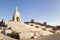 Sacred heart of Jesus monument and ruins of Alcazaba wall, Almeria, Spain