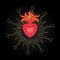 Sacred Heart of Jesus with rays. Vector illustration in red and