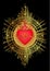 Sacred Heart of Jesus with rays. Vector illustration in red and