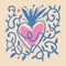 Sacred heart mystical illustration. Trendy vintage love symbol, ornate floral style element. Spirituality, alchemy