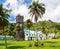 Sacred Heart Roman Catholic Church with a Clock tower. Colourful vibrant old colonial capital of Fiji: Levuka town, Ovalau island.